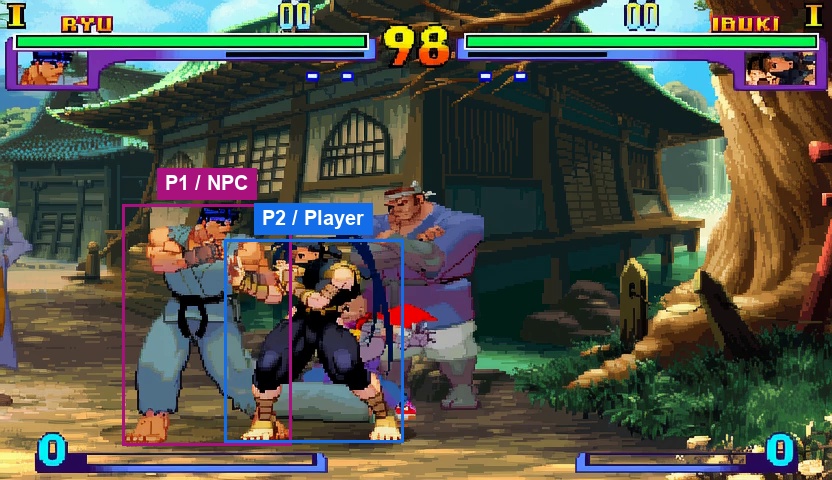 Initial frame with labeled player and NPC regions