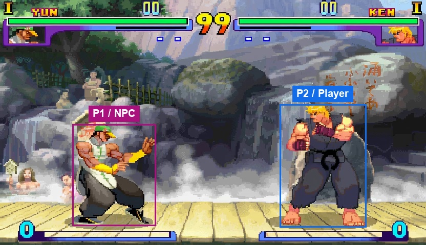 Initial frame with labeled player and NPC regions