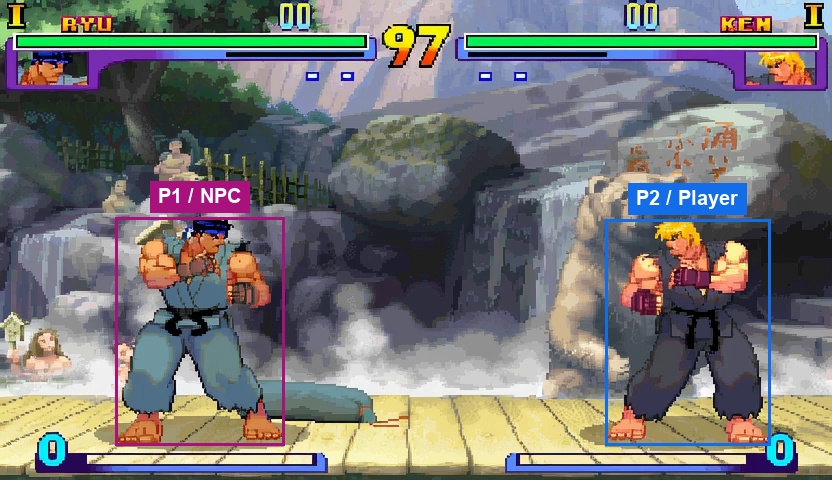 Initial frame with labeled player and NPC regions